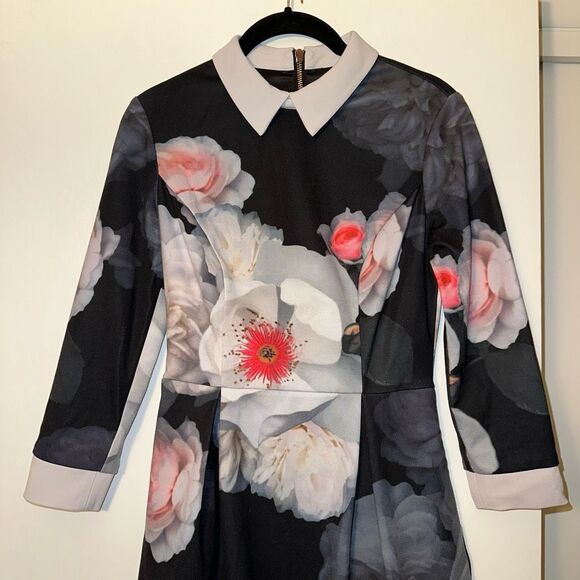 Ted Baker Kaleesa Chelsea Collared Flower Dress Size 1 (XS) EUC - Picture 3 of 16